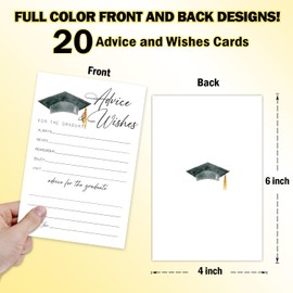 Black and White Advice and Wishes Cards for the Graduate Cards 4x6 Inch Minimalism Grad Party Game Card 20 Pcs Double Sided Grad Advice and Wishes Card for Graduation Party Decoration for College Y433