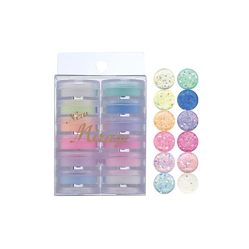 ミラージュ カラーパウダー N/BM・BX 3.5ｇ×12色セット アクリルパウダー 大小のラメが輝く蛍光カラーセット