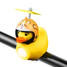 HYGPDER Cute Rubber Duck Bike Bell,Kids Bicycle Horn Accessories,Yellow Duck for Night Riding with Led Light,Scooter for Adults Electric Motorcycle Decorations Accessories (Dog)