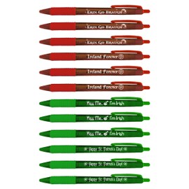 Greeting Pen 12 Translucent St. Patrick's Day Pen Set, 4 Designs 46014