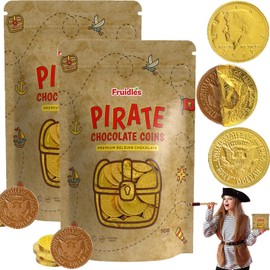Fruidles Pirate Belgian Milk Chocolate Coins, Kosher Certified Dairy, Non GMO (Pack of 200)