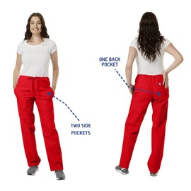 SPECTRUM UNIFORMS Unisex Scrub Pant, Ultrasoft Classic Scrub Pants Drawstring Waist Pant Ideal for Medical Professionals Pant Red