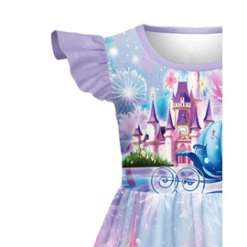 LQSZ Doll and Girl Matching Princess Purple Castle Dress Outfits for Girls and 18" Matching Doll and Girl Clothes 5 6T