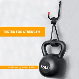 CRXCRC 6 Pack Garage Hooks Heavy Duty, Utility Steel Hooks with EVA Foam Padding, 15inch Wall Mount J Organizer Hanger for Hanging Bikes Kayak Garden Tool Hose Bike Shelf