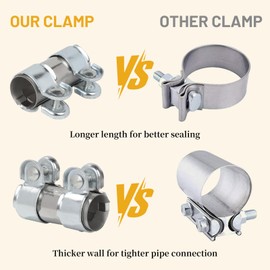 LALAGO Exhaust Clamp Stainless Steel Pipe Connector Diameter 55 mm, Double Clamp Exhaust Pipe Clamp, Exhaust Clamp Pipe Connector, Exhaust Universal Exhaust Clamp Pipe Connector (Diameter 55 mm / L: