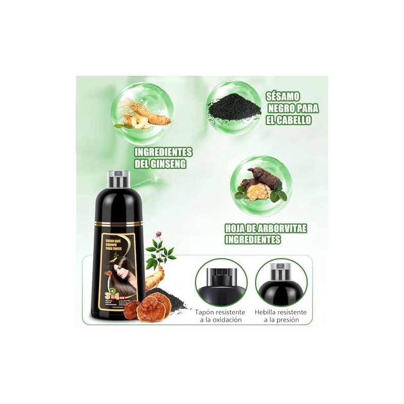 Shampoo para Canas, Hair Dye Shampoo 3 en 1 de