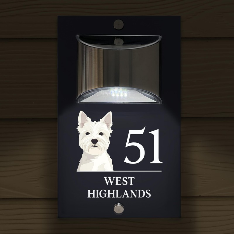 Custom Signs Solar Illuminated Modern Anthracite House Number Sign 24cm