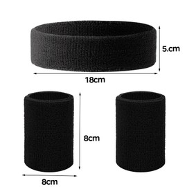 3 Stück Schweissband Handgelenk Schweissband Kopf Set, Schweißbänder Handgelenk, Schweißbänder, Feuchtigkeitstransport Schweiß Absorbierendes Stirnband, für Fußball Basketball Tennis Gymnastik(Dunkel)