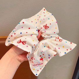 PLwelth Scrunchies for Women Girls Cute Polka Dots Elastic Hair Ties Ponytail Holder Square Bow Hair Scrunchy for Thin Thick Curly Hair Fashion Hair Bands Accessories for Daily Party Decoration