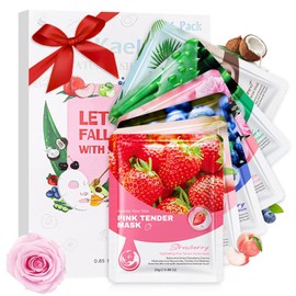 Kaely 6 Pack Variety Sheet Masks, Spa Party Face Masks for Kids Skincare Set, Facial Masks Beauty with Natural Ingredients, Moisturize Soothe for All Skin Types, Birthday Christmas Gifts, Set02