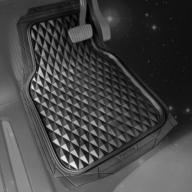 CAR PASS Heavy Duty Rubber Black Car Floor Mats & Cargo Liners, Deep Dish All-Weather Trunk Mats Durable Anti-Slip 3D Rhombus Waterproof Trim to Fit Liner Universal Fit Auto,Sedan,SUV,Truck, Black