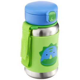 Skip Hop Toddler Sippy Cup with Straw, Zoo Stainless Steel Straw Bottle, Dino