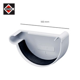 INEFA Gutter End Piece Semicircular, PVC NW100 / 100 mm, Left Grey Gutter Accessories, Easy Plug-In Installation, Made in Germany