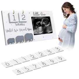 Baby Scan Photo Frames, Baby Sonogram Picture Frame with Countdown Weeks Calendar Pregnancy Announcement Ideas Baby Announcement Gifts, Mummy to be Gifts