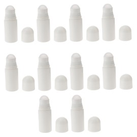 Beatifufu 10pcs Refillable Plastic Roller Bottles Leak Containers for Essential Oils Perfumes and Diy Balms Travel with Smooth Rolling Ball White