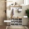 2-in-1 9 Pair White Storage Cabinet Coat Rack and Shoe