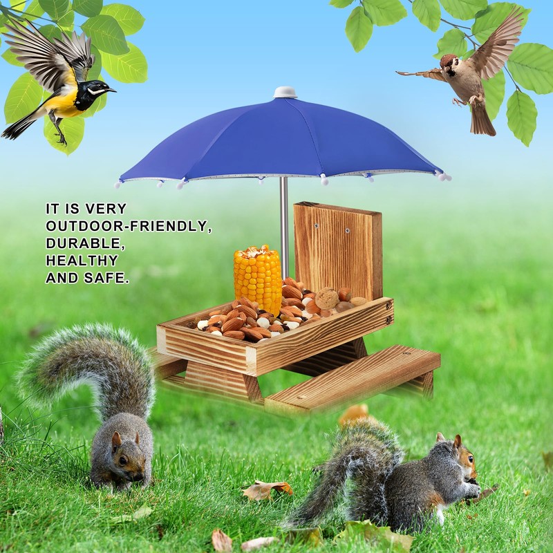 Gnodary Squirrel Feeder with Umbrella, Squirrel Feeders for Outside, Squirrel