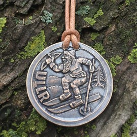 Shire Post Mint Ullr/Vegvisir Bronze and Leather Necklace