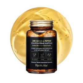 FARMSTAY Ampolla Prime de solución de péptidos y oro de 24 quilates, 250 ml/8,45 fl.oz.