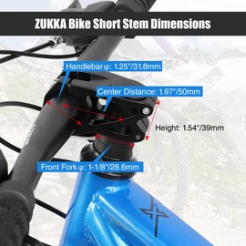 ZUKKA Bike Stem 31.8mm Stem 50mm Length Short Handlebar Stem Angle Adjustment ±7°Lightweight Alloy Handlebar Bike Stem for Most Bicycle, Mountain Bike BMX Road Bike