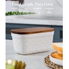Nucookery Ceramic Butter Dish, Embossed Butter Keeper with Wood Lid