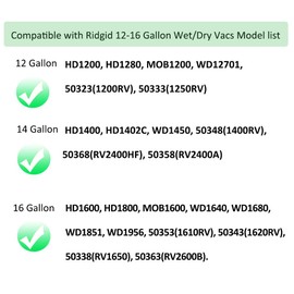 10 Packs VF3502 Size A Dust bags fit for Ridgid 12 to 16 Gallon Wet/Dry Vacs 23743