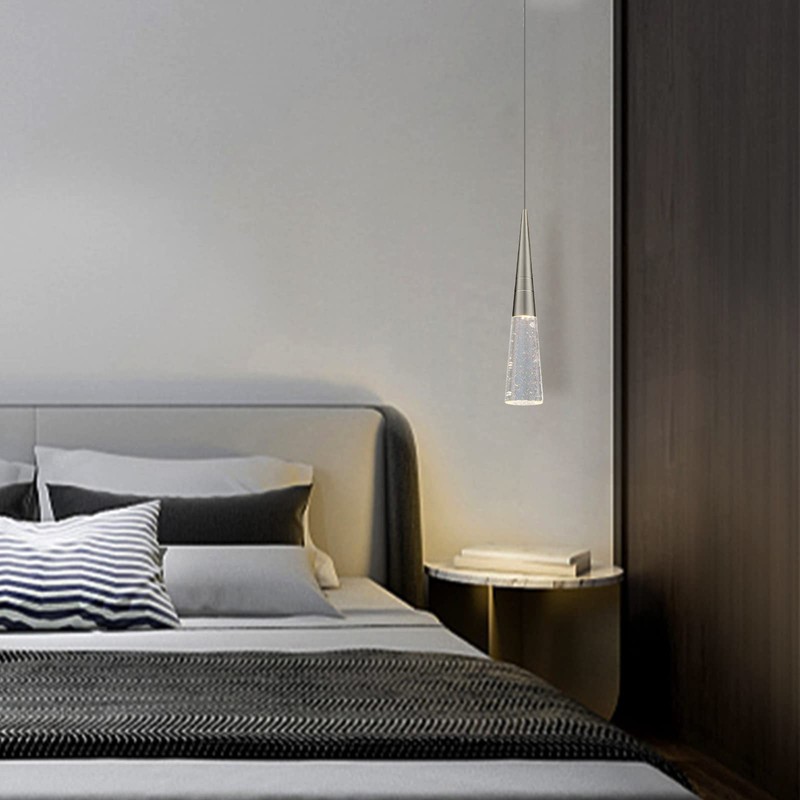 JoollySun Modern Crystal Pendant Light: Brushed Nickel Mini Hanging Light