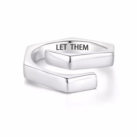 YMHOP 925 Sterling Silver Ring Oringinal Inspirational Jewelry Adjustable Wrap Open Rings Personality Encouragement Gift for Women (LET THEM)