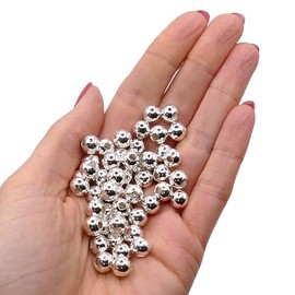 50pcs 8mm Silver Plated Round Spacer Beads, Metal Beads for Jewellery Making, Ideal for Bracelets, Necklaces, Earrings and Crafting