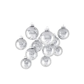 Serene Spaces Living Set of 12 Silver Mercury Glass Finish Plastic Ornament Ball, Shatterproof Silver Ornament Balls for Christmas, Holiday, Wedding, Party Decorations, Measures 3" Diameter & 3" Tall