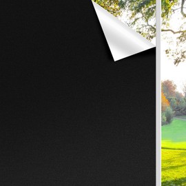 Finnez Blackout Window Privacy Film No Glue Necesary Static Cling,Anti-UV,Black Window Film 100% Light Blocking for Home Or Office