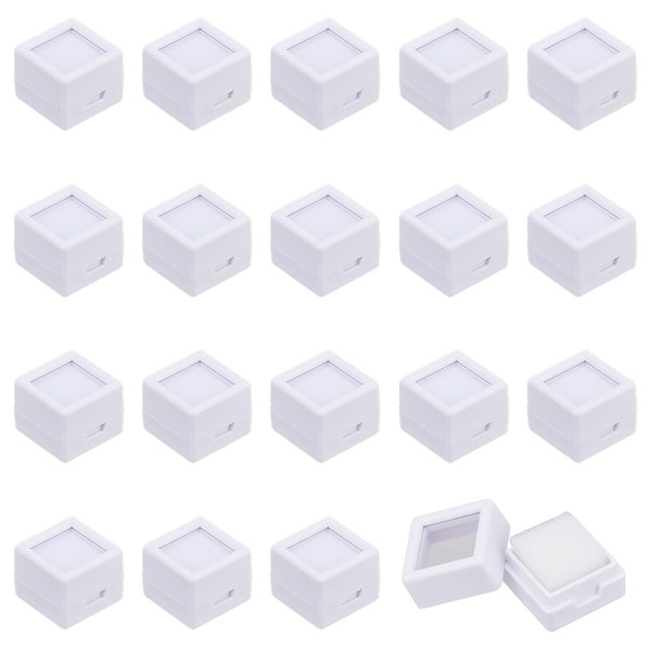 DICOSMETIC Pack of 20 White Square Gemstone Display Boxes 20