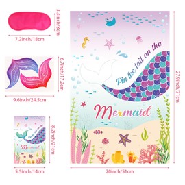 Eaezerav Pin The Tail on The Mermaid Game with 32 Tails Under The Sea Party Decorations for Kids Mermaid Birthday Party Favors