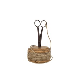 Foreside Home & Garden Vintage Decorative Scissor and Spool Metal, Wood & Jute
