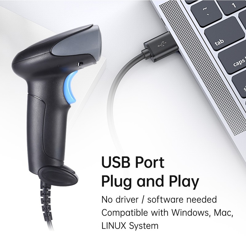 1D Laser Barcode Scanner Wired Bar Code Reader With Buzzer