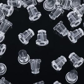 Kerryjewl Silicone Earring Backs, 100 Pcs Soft Clear Plastic Replacement Earrings Hoops
