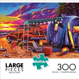 Buffalo Games - Beach Camp - 300 Large Piece Jigsaw Puzzle for Adults Challenging Puzzle Perfect for Game Nights - 300 Large Piece Finished Puzzle Size is 21.25 x 15.00