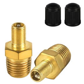 NQEUEPN 2pcs Brass Air Inflator Adapter, 1/4" NPT (M) to Standard Valve for Schrader (M) Tire Inflator Connector for Auto Tyre Valve Adapter for Presta Air Compressor Portable Air Hose Air Chuck