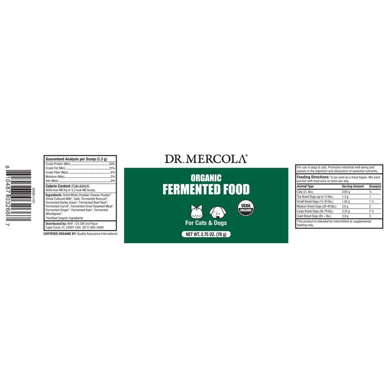 Dr. Mercola Organic Fermented Food for Cats & Dogs, 2.75