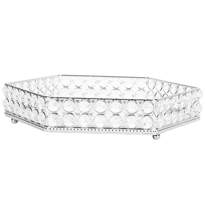 Crystal Tray Mirror Hex Shaped Multifunctional Dessert Pastry Fruit Storage