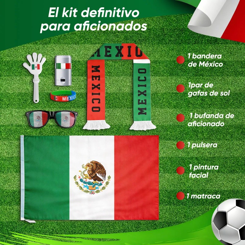 Fiesta Fútbol Paquete México 6 Kits De Cotillón Copa Mundial