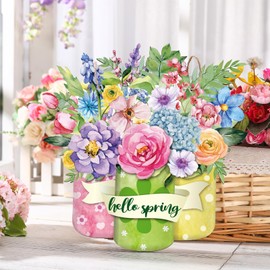 Spiareal Spring Welcome Sign Spring Flower Decor Wood Hanging Door Sign Outdoor Decorations for Farmhouse Porch Front D Decoration