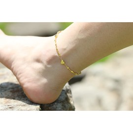 Jewlure 18K Gold Plated Anklet, Bohemian Beach Cute Heart Anklet For Female Teenage Girls, Adjustable