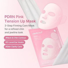 medicube Mascarilla reafirmante rosa PDRN | Mascarilla en V de 3 pasos para definir el mentón y la mandíbula | Cuidado reafirmante facial completo con