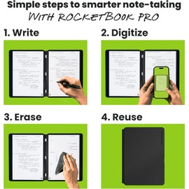 Rocketbook Pro 2.0 Reusable Professional Smart Notebook, Letter Size 8.5x11, Steel Blue - Lined & Dot Grid Pages, App-Connected, Erasable, Premium Cover, Ideal for Work Notes and Business Meetings