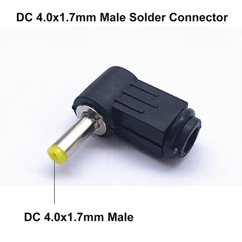 RUITEXUN DC 4.0x1.7mm Male Solder Connector, DC 4.0x1.7mm Male 90