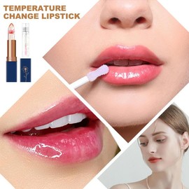 2 Pieces Crystal Flower Jelly Lipstick Set Magic Colour Changing Lipstick and Lip Oil Set PH Transparent Colour Temperature Changing Lip Gloss Long Moisturising Lipstick Set #05