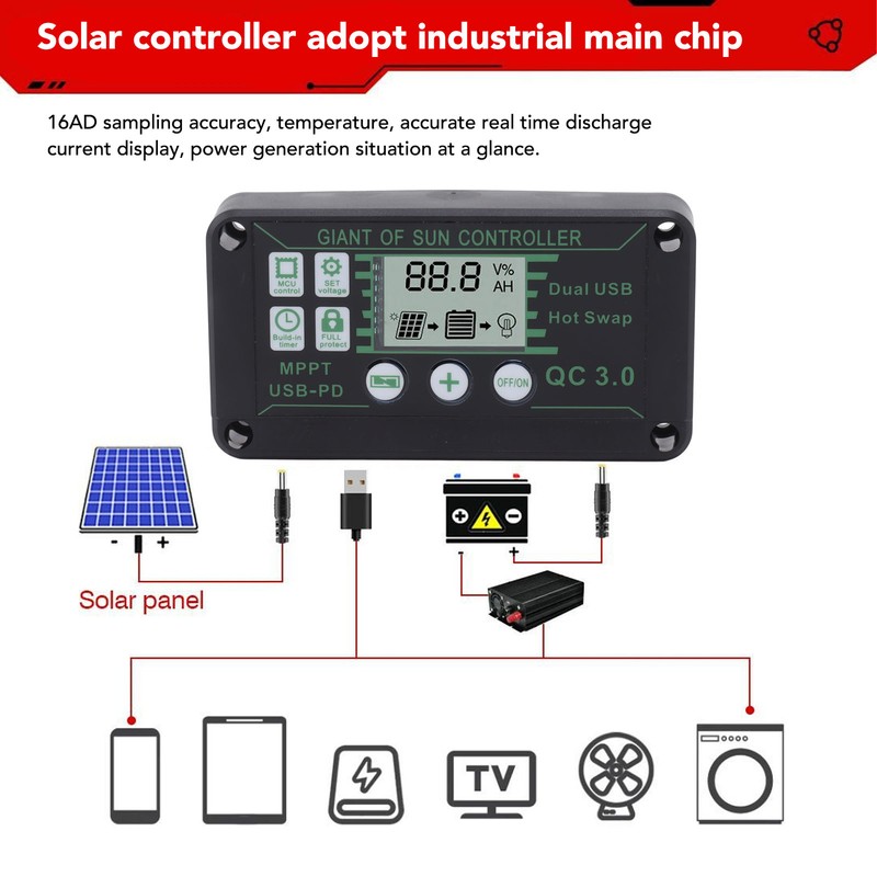 Solar Charge Controller MPPT ABS Auto Focus Solar Regulator Charge