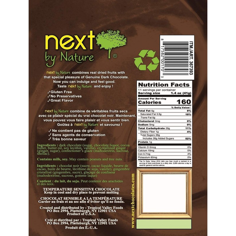 Next by Nature Dark Chocolate Ginger, 16 oz Bag (Pack