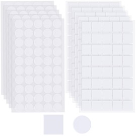 Clear Double Sided Stickers, Clear Adhesive Tape, Includes Square Double Sided Adhesive and Round Dot Stickers, No Traces Sticky Sticker Tape Dot for Wall Tile Decorations Picture Carpet (450 Pieces)